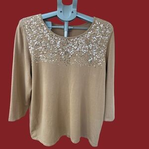 COPY - Chico’s Tan Sequin Sweater